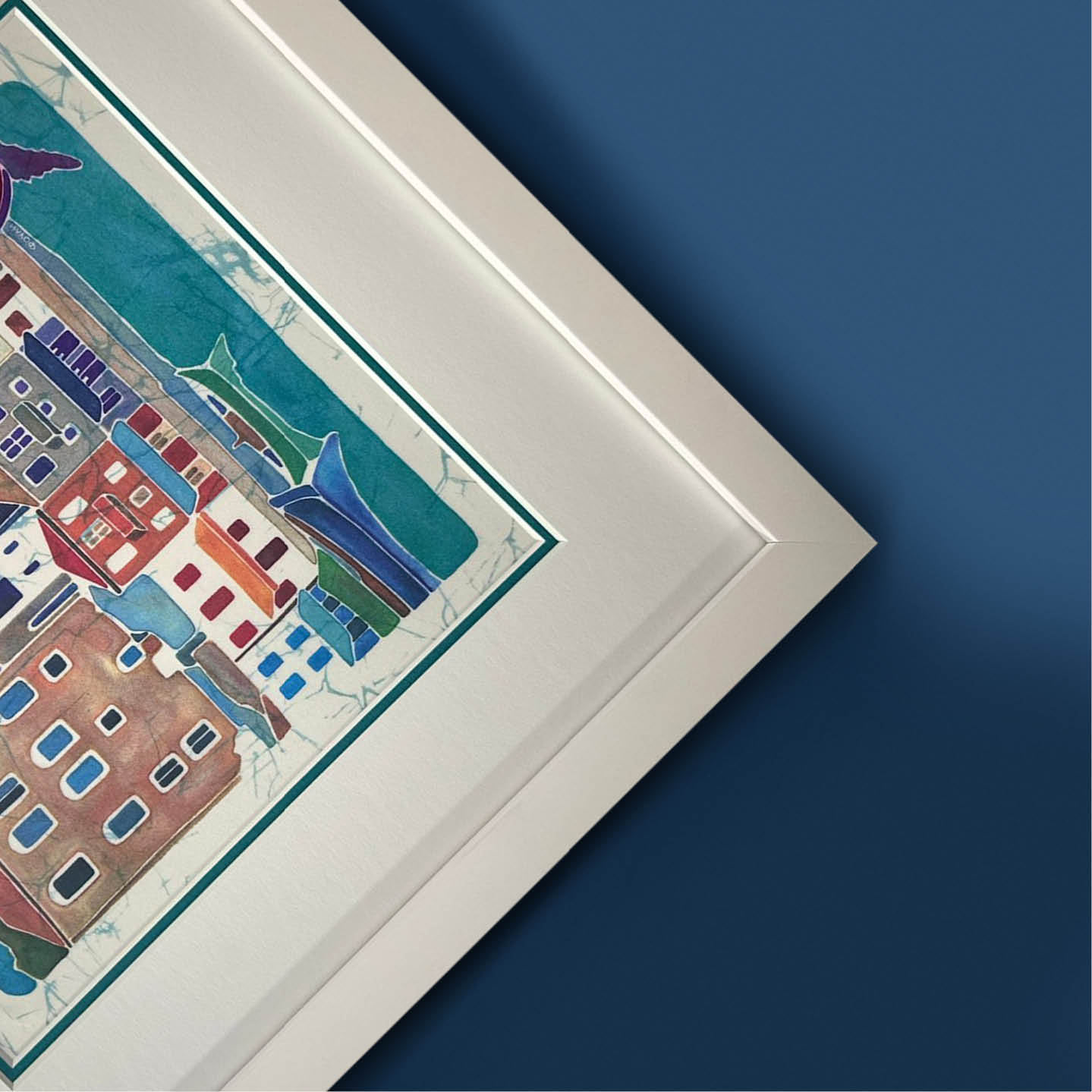 Colourful Town Scene Framed in White Colourful Town Scene Framed in White