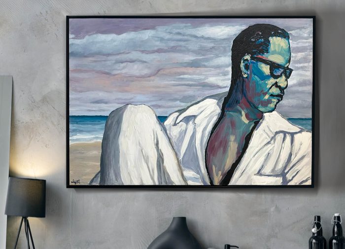 Portrait Painting by Chris Nyst Float Framed in Black
