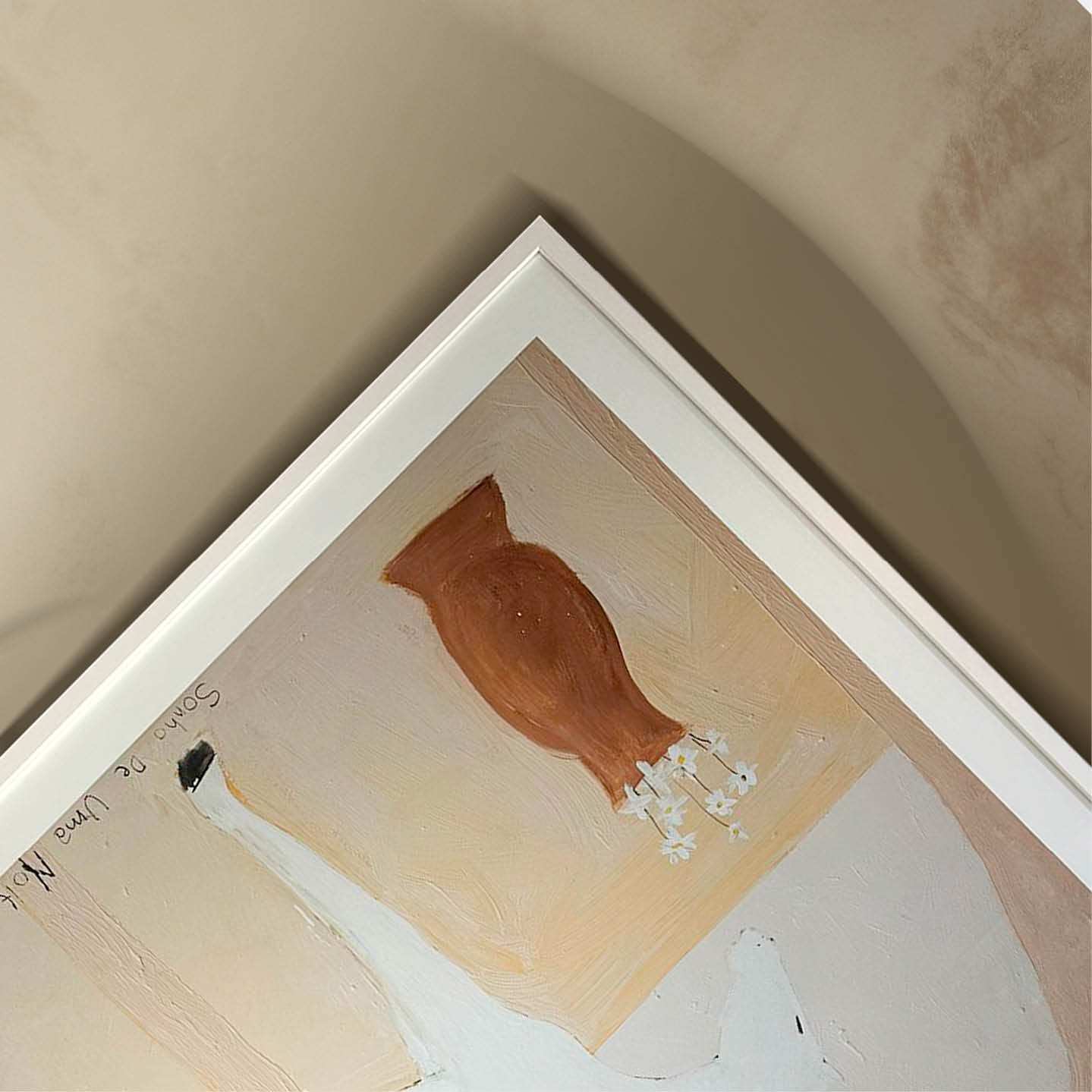 An example of a Timber Wood frame that has a special gesso coating and white matt paint finish.