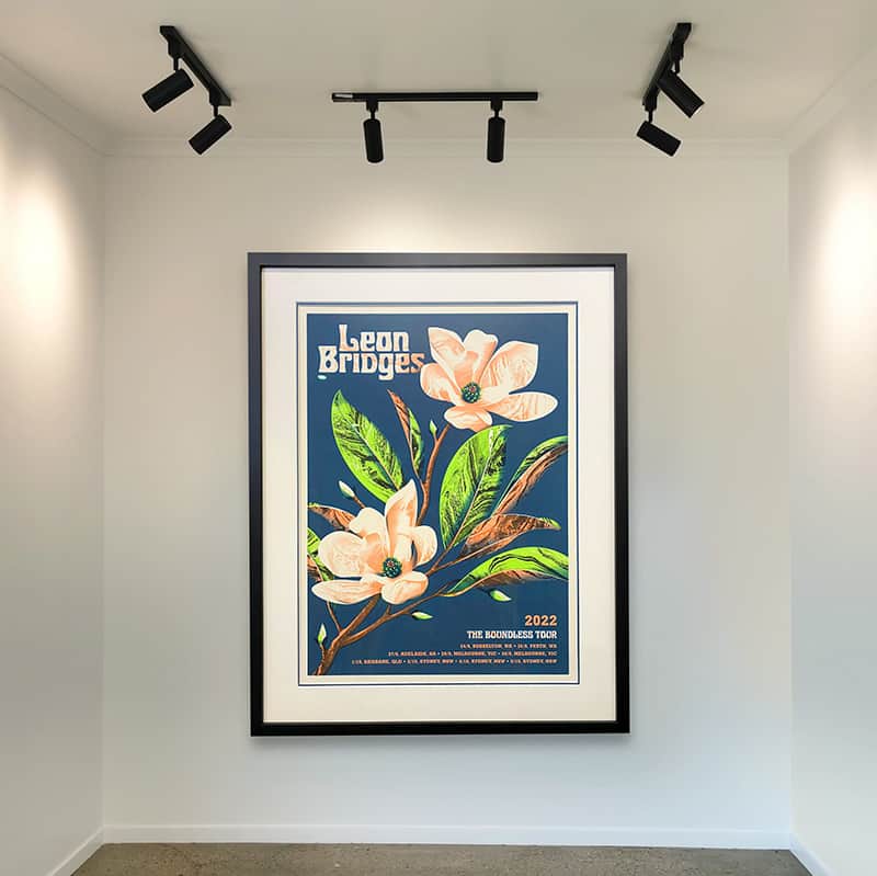 Leon Bridges Poster of the Boondless Tour 2022. Framed in Matt Black