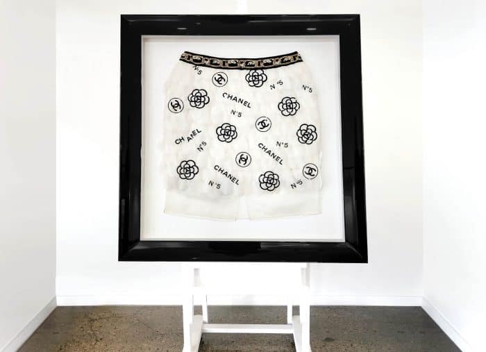 CHANEL FEATHER SKIRT FRAMED IN LUXURIA