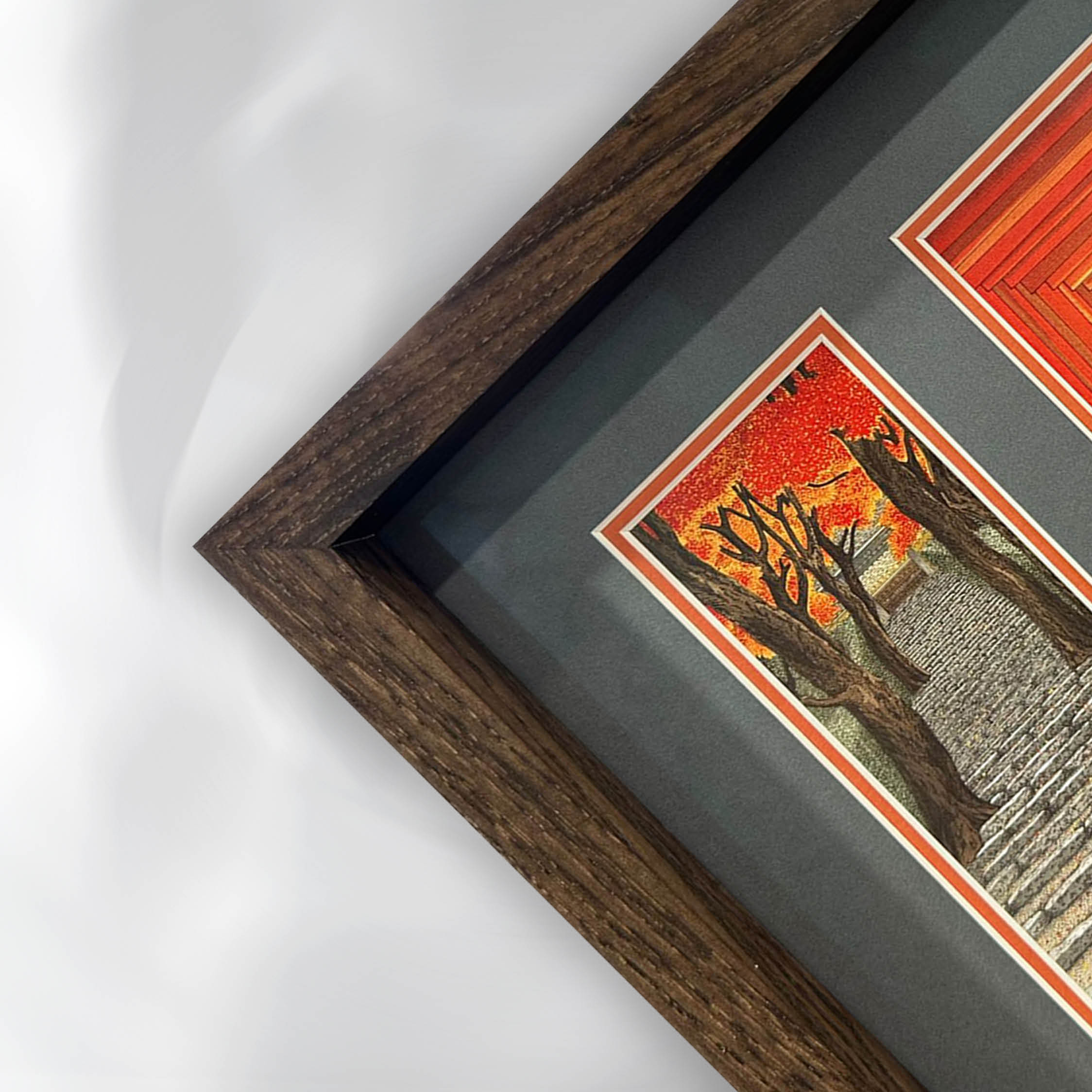 Two Japanese Drawings Framed in Hand stained Ash Wood