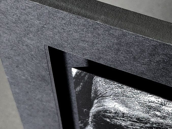 BLACK ON BLACK BEVELED FLOAT MOUNTED DIGITAL PRINT MATTING