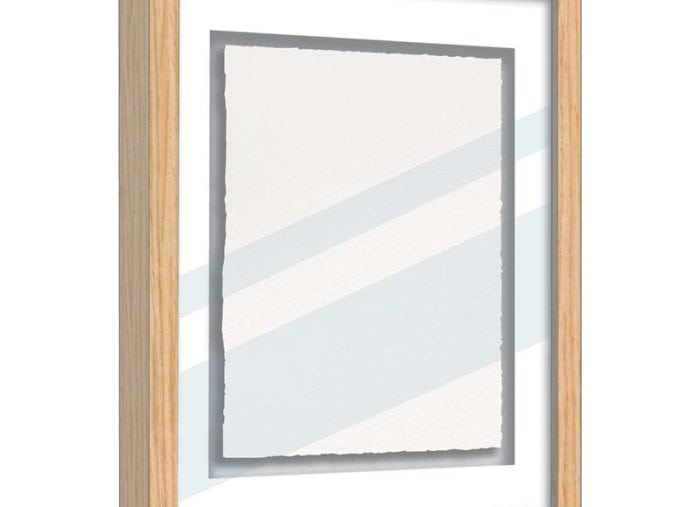 Types of Picture Framing Styles: Decaled Edge Artwork with a hinged float mount and spaced up matboards