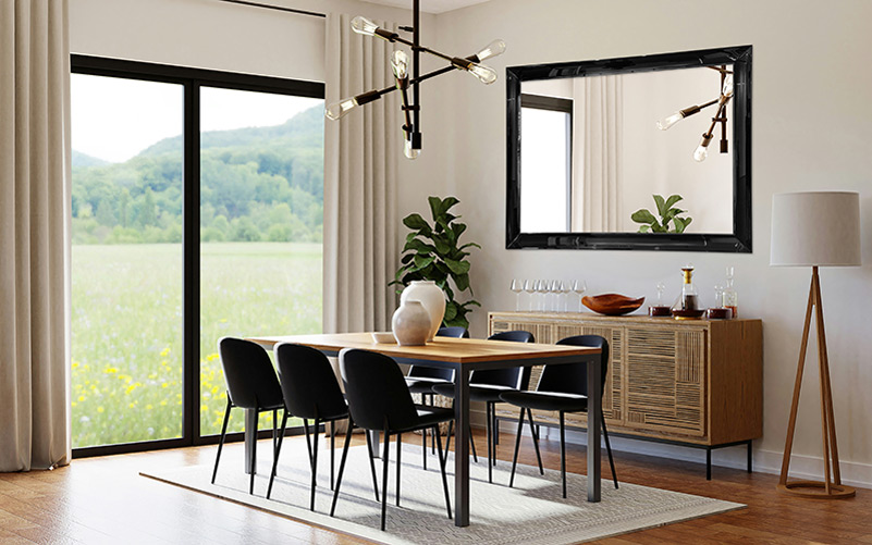Sleek in gloss black, white or candy red. The Luxuria mirror frame is custom created for your interior.
