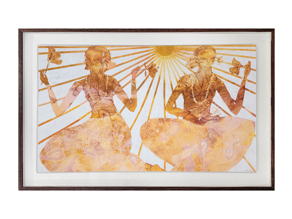 Jai Vasicek Float framed in a Japanese Brown wooden box frame spaced off the glass by 20mm