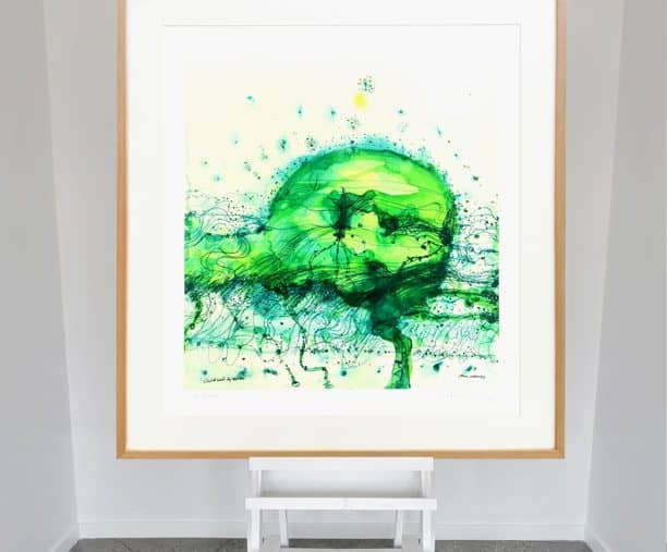 JOHN OLSEN SIMPLY FRAMED IN NATURAL TIMBER
