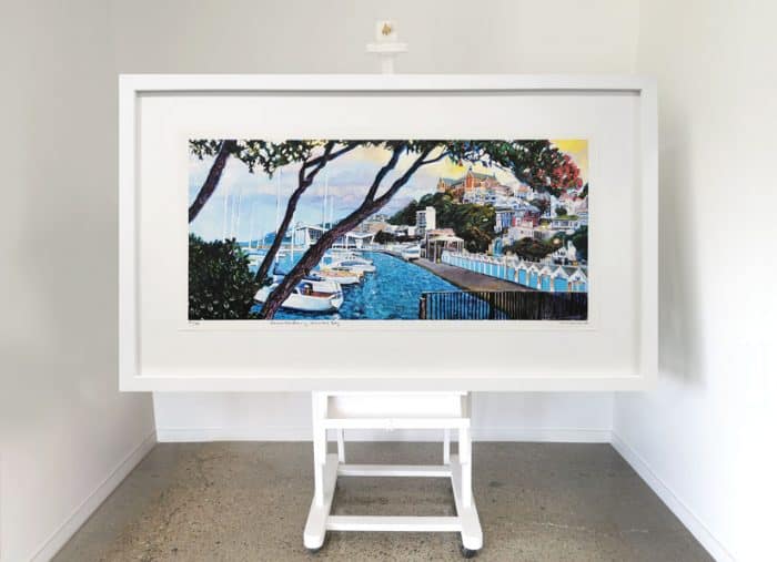 FLOATED PRINT IN A WHITE BOX FRAME