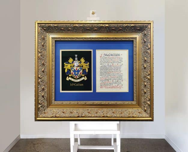 MCCALLUM COAT OF ARMS AND FAMILY CREED FRAMED