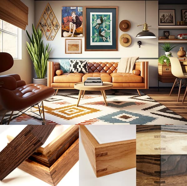 Custom Framed Mirrors: A mid century interior is suited to our range of hand stained timbers in a variety of profiles with the added option of splined corners perfecting your mid-century look.