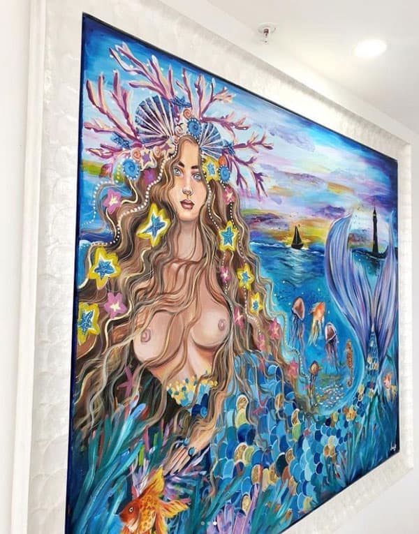 Aqua Goddess Framed in Dawsons Handcrafted Range: Capiz Oyster Shell