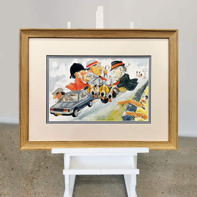 WILK DOUBLE MAT AND TIMBER FRAME WATERCOLOUR ILLUSTRATION
